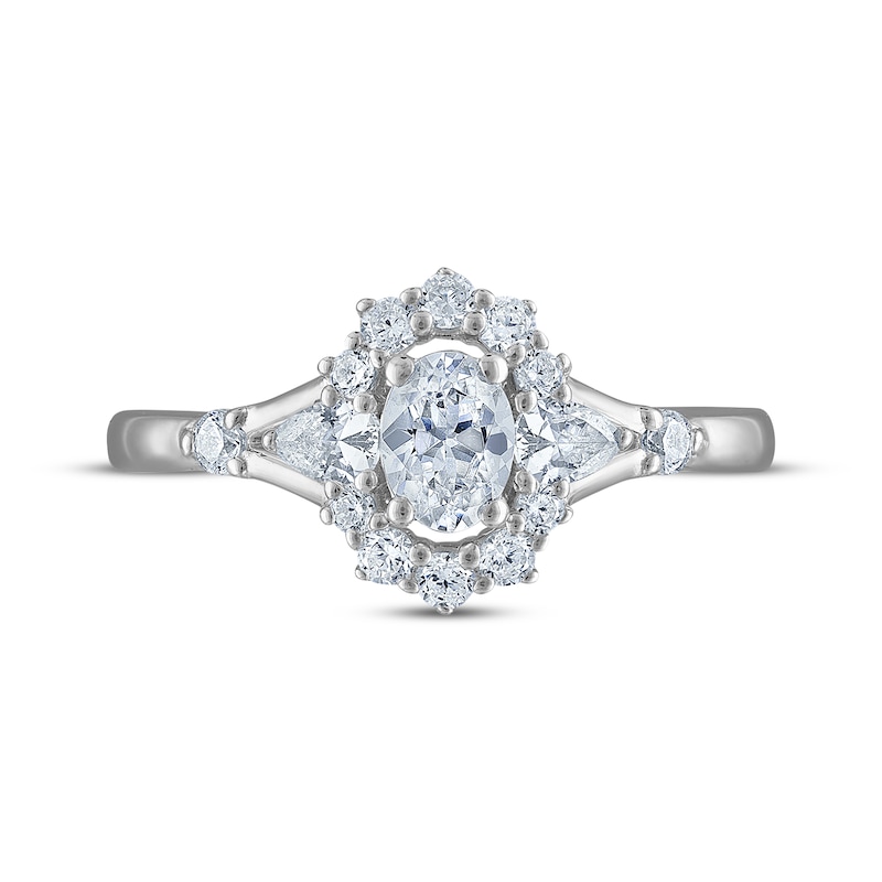 Main Image 3 of Now + Forever Oval-Cut Diamond Halo Engagement Ring 1 ct tw 14K White Gold