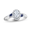 Thumbnail Image 0 of Oval-Cut Diamond & Natural Blue Sapphire Engagement Ring 3/4 ct tw 14K White Gold