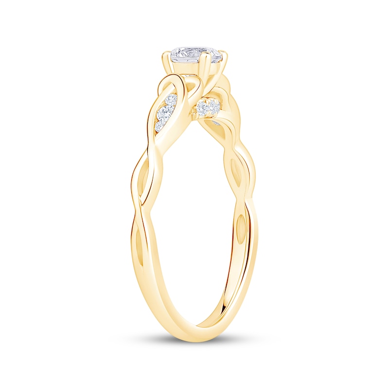 Main Image 2 of Round-Cut Diamond Celtic Love Knot Shank Engagement Ring 1/2 ct tw 14K Yellow Gold