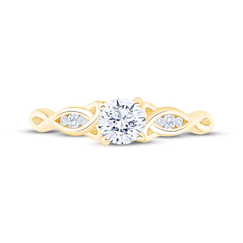 Main Image 3 of Round-Cut Diamond Celtic Love Knot Shank Engagement Ring 1/2 ct tw 14K Yellow Gold