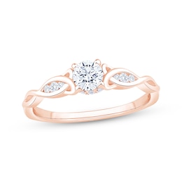 Round-Cut Diamond Celtic Love Knot Shank Engagement Ring 1/2 ct tw 14K Rose Gold