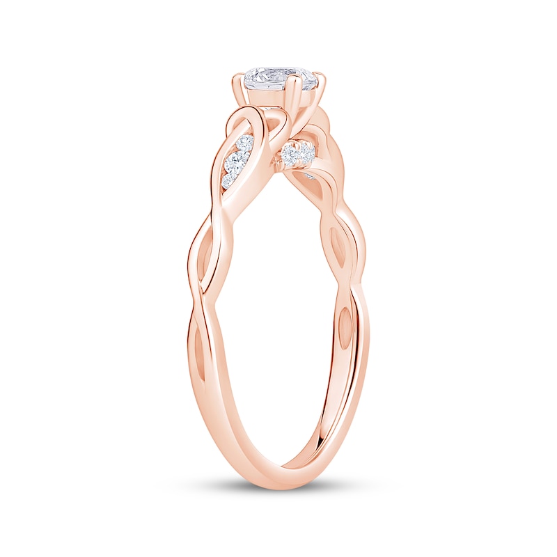 Main Image 2 of Round-Cut Diamond Celtic Love Knot Shank Engagement Ring 1/2 ct tw 14K Rose Gold