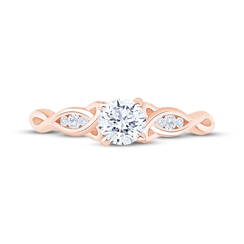 Main Image 3 of Round-Cut Diamond Celtic Love Knot Shank Engagement Ring 1/2 ct tw 14K Rose Gold