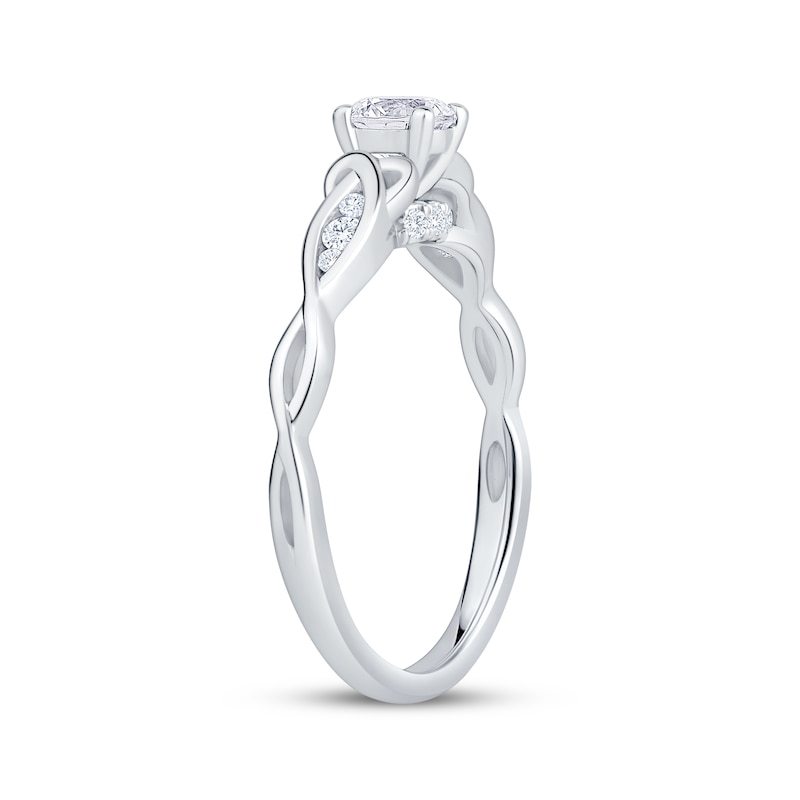 Main Image 2 of Round-Cut Diamond Celtic Love Knot Shank Engagement Ring 1/2 ct tw 14K White Gold