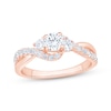 Thumbnail Image 1 of Round-Cut Diamond Three-Stone Bypass Engagement Ring 7/8 ct tw 14K Rose Gold