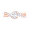 Thumbnail Image 3 of Round-Cut Diamond Three-Stone Bypass Engagement Ring 7/8 ct tw 14K Rose Gold