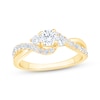 Thumbnail Image 1 of Round-Cut Diamond Three-Stone Bypass Engagement Ring 7/8 ct tw 14K Yellow Gold