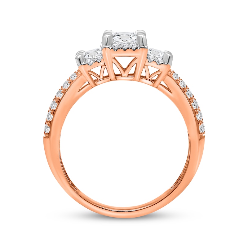 Main Image 2 of Memories, Moments, Magic Princess-Cut Diamond Three-Stone Engagement Ring 1 ct tw 10K Rose Gold