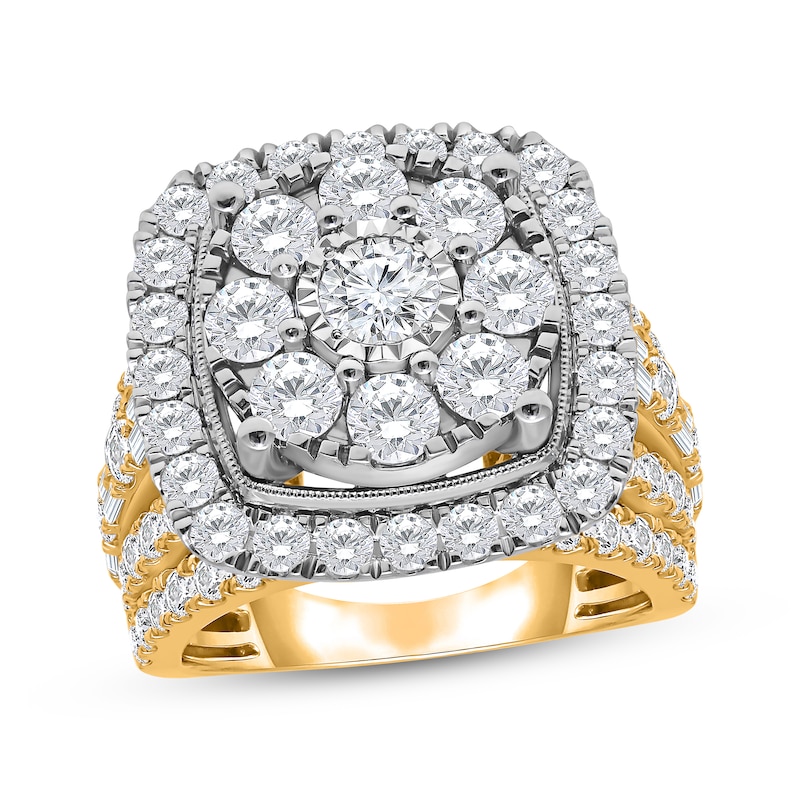 Main Image 1 of Now + Forever Multi-Diamond Halo Engagement Ring 4 ct tw 10K Two-Tone Gold