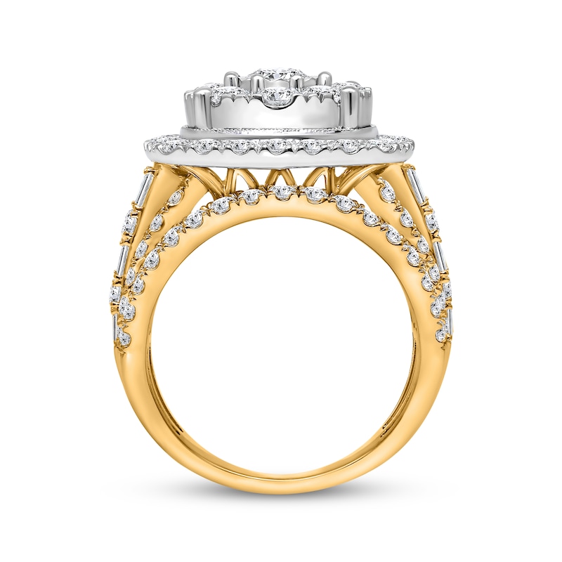 Main Image 2 of Multi-Diamond Halo Engagement Ring 4 ct tw 10K Two-Tone Gold