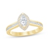 Thumbnail Image 1 of Marquise-Cut Diamond Double Halo Engagement Ring 5/8 ct tw 14K Yellow Gold