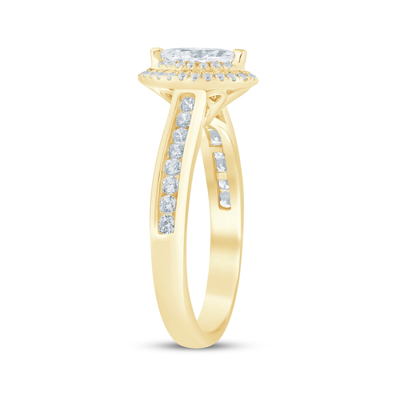 Main Image 2 of Marquise-Cut Diamond Double Halo Engagement Ring 5/8 ct tw 14K Yellow Gold