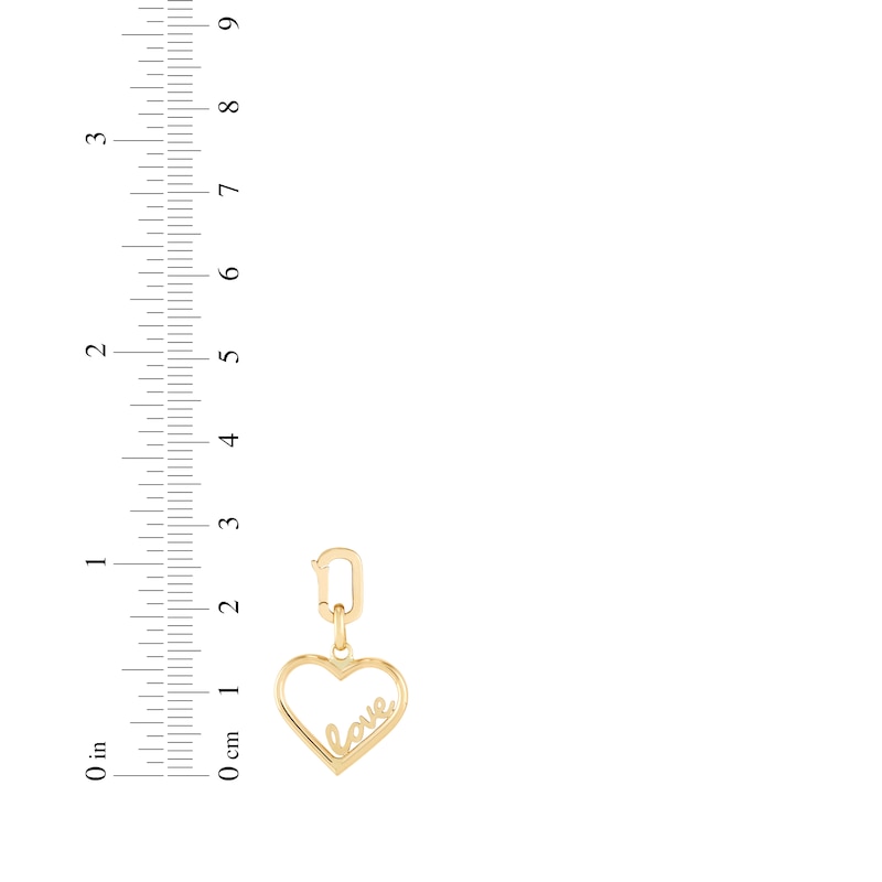 Main Image 5 of Charmed Memories Heart Outline &quot;Love&quot; Charm 10K Yellow Gold