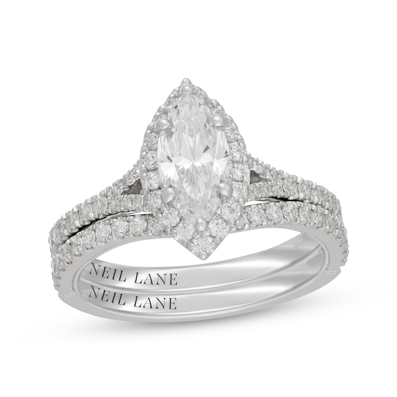 Main Image 1 of Neil Lane Marquise-Shaped Diamond Halo Bridal Set 1-5/8 ct tw 14K White Gold