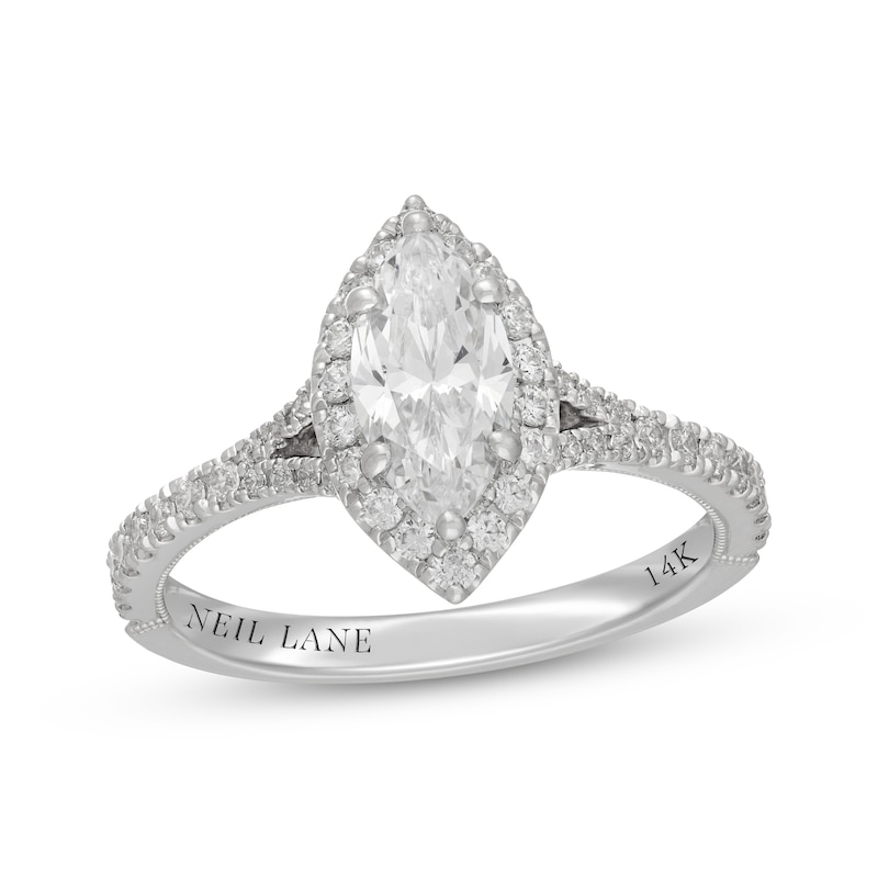 Main Image 4 of Neil Lane Marquise-Shaped Diamond Halo Engagement Ring 1-3/8 ct tw 14K White Gold