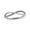 Thumbnail Image 1 of Blue Sapphire Wave Ring 1/10 ct tw Diamonds 10K White Gold