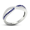 Thumbnail Image 4 of Blue Sapphire Wave Ring 1/10 ct tw Diamonds 10K White Gold