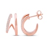 Thumbnail Image 3 of Diamond Two-Row Split J-Hoop Huggie Earrings 1/6 ct tw 10K Rose Gold