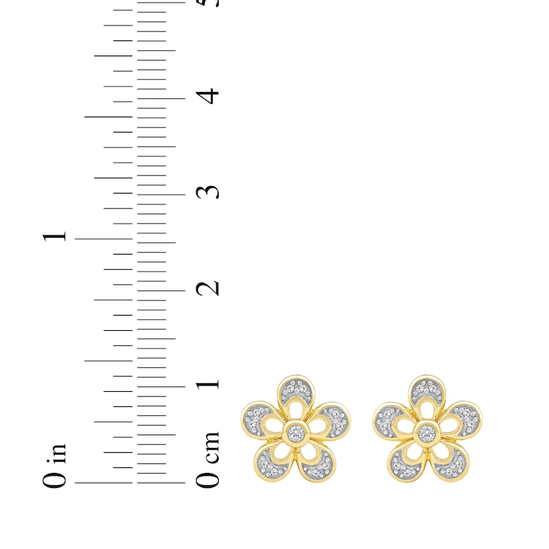 Main Image 5 of Diamond Flower Stud Earrings 1/10 ct tw 10K Yellow Gold