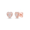 Thumbnail Image 1 of Multi-Diamond Heart Halo Stud Earrings 1/5 ct tw 10K Rose Gold