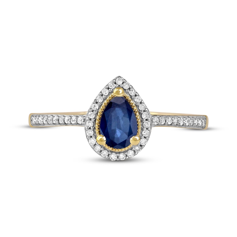 Main Image 3 of Blue Sapphire & Diamond Ring 1/10 ct tw 10K Yellow Gold