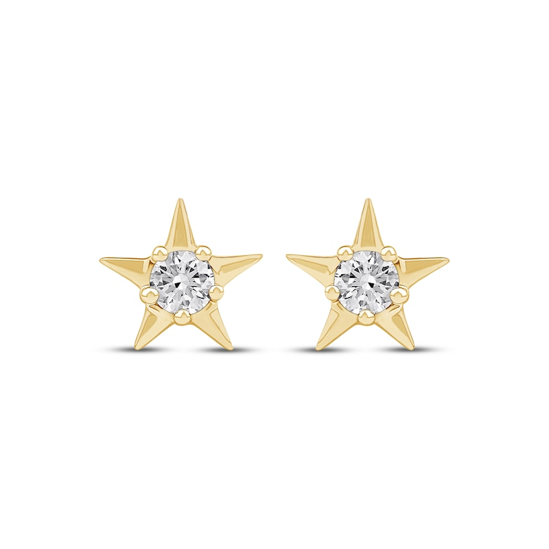 Main Image 2 of Diamond Solitaire Star Stud Earrings 1/10 ct tw 10K Yellow Gold (I/I2)