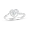 Thumbnail Image 1 of Multi-Diamond Heart-Shaped Halo Promise Ring 1/5 ct tw Sterling Silver