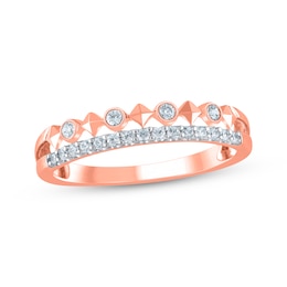 Diamond Two-Row Faux Stack Anniversary Ring 1/5 ct tw 14K Rose Gold