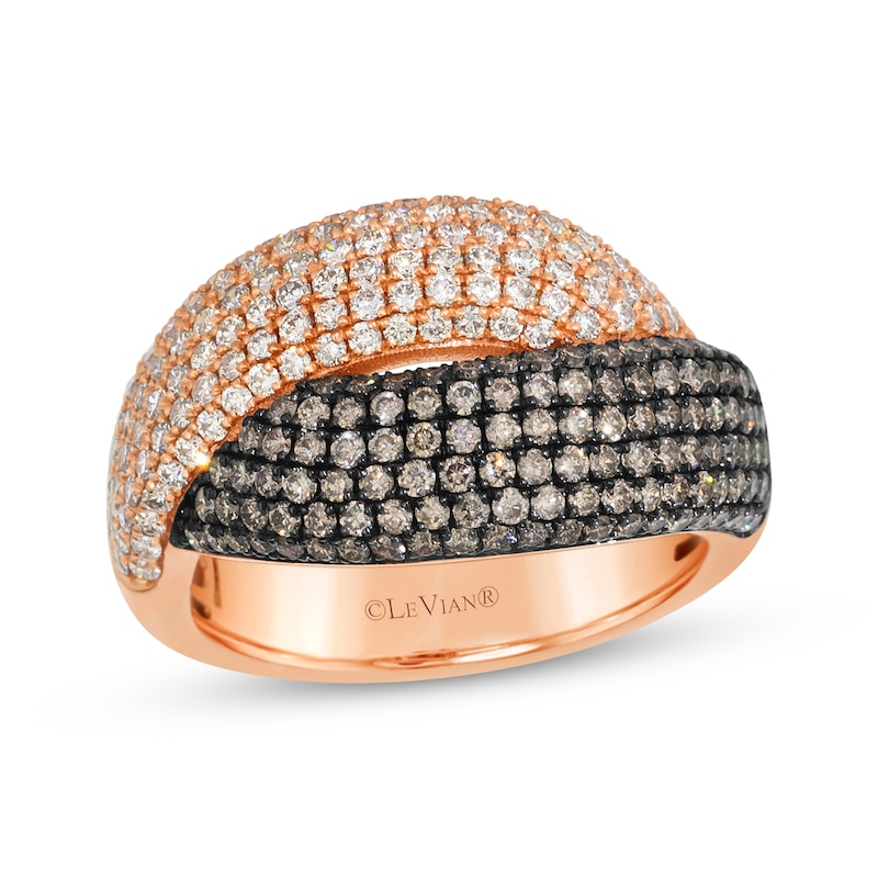 Main Image 1 of Le Vian Vault Diamond Crossover Cocktail Ring 1-5/8 ct tw 14K Strawberry Gold