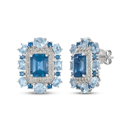 Le Vian Blue Topaz & Sapphire Earrings 1/2 ct tw Diamonds 14K Vanilla Gold