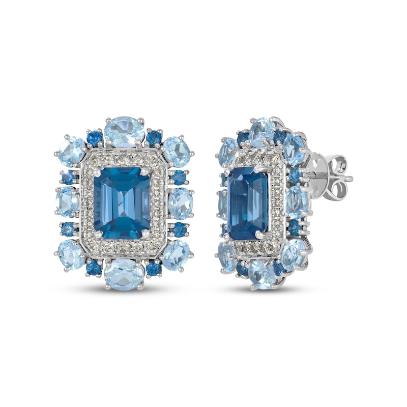 Main Image 1 of Le Vian Blue Topaz & Sapphire Earrings 1/2 ct tw Diamonds 14K Vanilla Gold