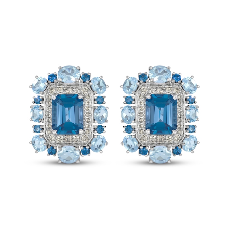 Main Image 2 of Le Vian Blue Topaz & Sapphire Earrings 1/2 ct tw Diamonds 14K Vanilla Gold