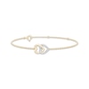 Thumbnail Image 1 of Diamond Double Linked Hearts Anklet 1/8 ct tw 10K Yellow Gold 10&quot;