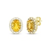 Thumbnail Image 1 of Oval-Cut Citrine & Diamond Halo Earrings 3/8 ct tw 10K Yellow Gold