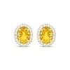 Thumbnail Image 2 of Oval-Cut Citrine & Diamond Halo Earrings 3/8 ct tw 10K Yellow Gold