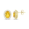 Thumbnail Image 3 of Oval-Cut Citrine & Diamond Halo Earrings 3/8 ct tw 10K Yellow Gold