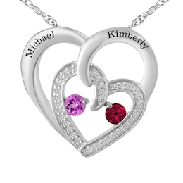 1/10 cttw Diamond and Couple's Birthstone Necklace