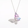 Thumbnail Image 5 of Blue Topaz, Amethyst, Lab-Created Pink Sapphire & Lab-Created White Sapphire Butterfly Necklace Sterling Silver 18&quot;